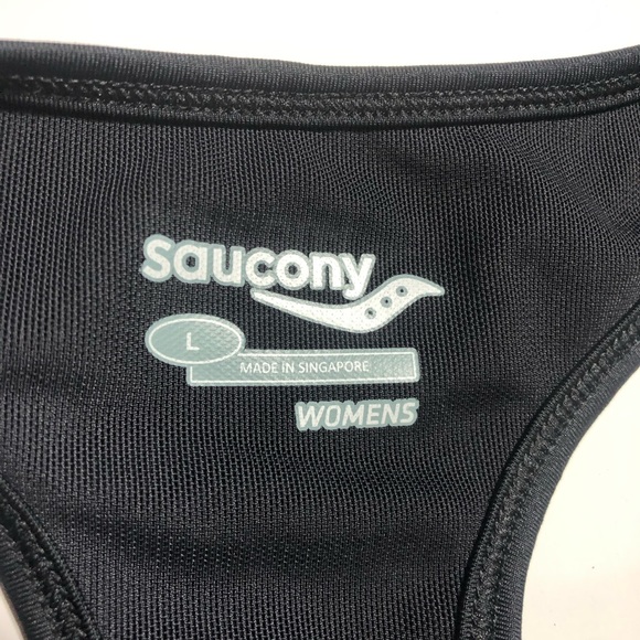 Saucony Women’s Black Workout Large Running Tank Top Built In Shelf Bra L EC - Picture 4 of 7